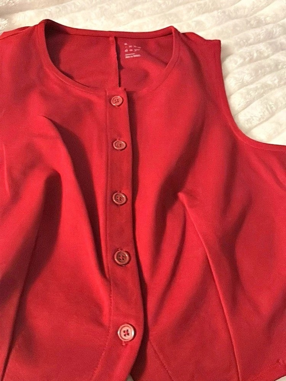 New Day Button-Front Vest Red Like New tags missing never worn